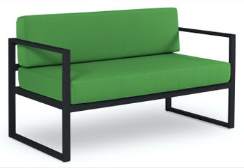 Sofa ogrodowa 2 osobowa metalowa zielona 130x65 cm – obraz-1
