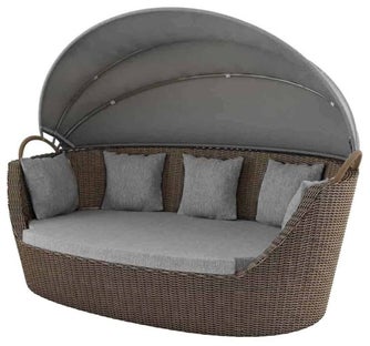 Sofa ogrodowa aluminiowa beżowa 210x140 cm – obraz-1