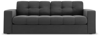 Sofa pikowana 2-osobowa tkanina welurowa szara 162 cm – obraz-1