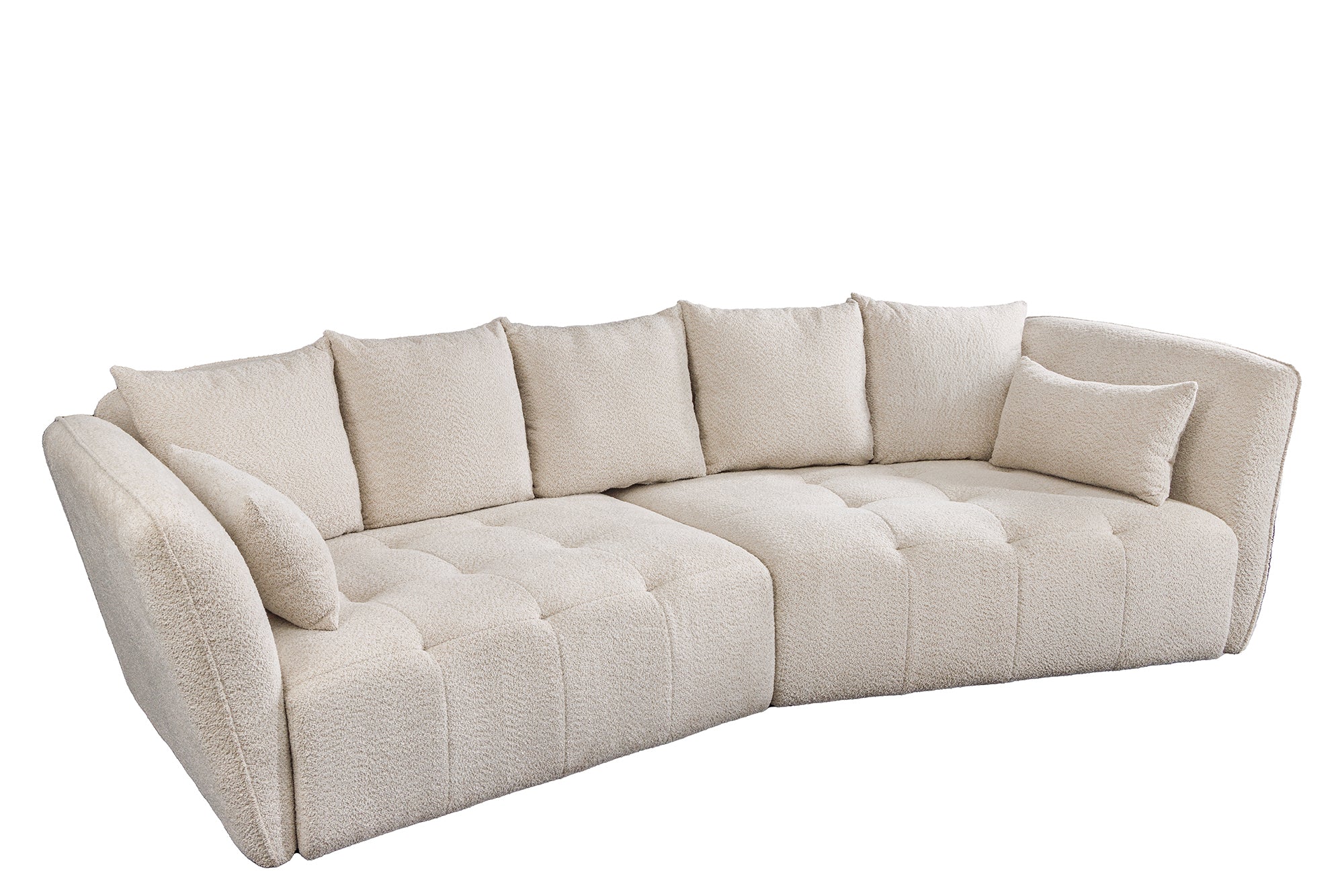 Sofa ROYAL 295 cm XL, sprężynowa, zdejmowany pokrowiec, bukla szampański beż – grafika-1.