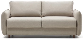 Sofa rozkładana 2-osobowa z szanilu w kolorze beżowym 185 cm – obraz-1