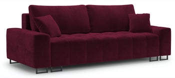 Sofa rozkładana 3 osobowa czerwona nogi czarne 250x105 cm – obraz-1