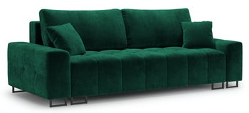 Sofa rozkładana 3 osobowa zielona nogi czarne 250x105 cm – obraz-1