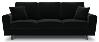 Sofa 3 osobowa rozkładana welurowa czarna 235x100 cm – obraz-1