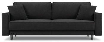 Sofa rozkładana 3 osobowa czarna nogi czarne 233x102 cm – obraz-1
