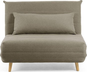 Sofa rozkładana brązowa nogi drewniane 107x91 cm – obraz-1