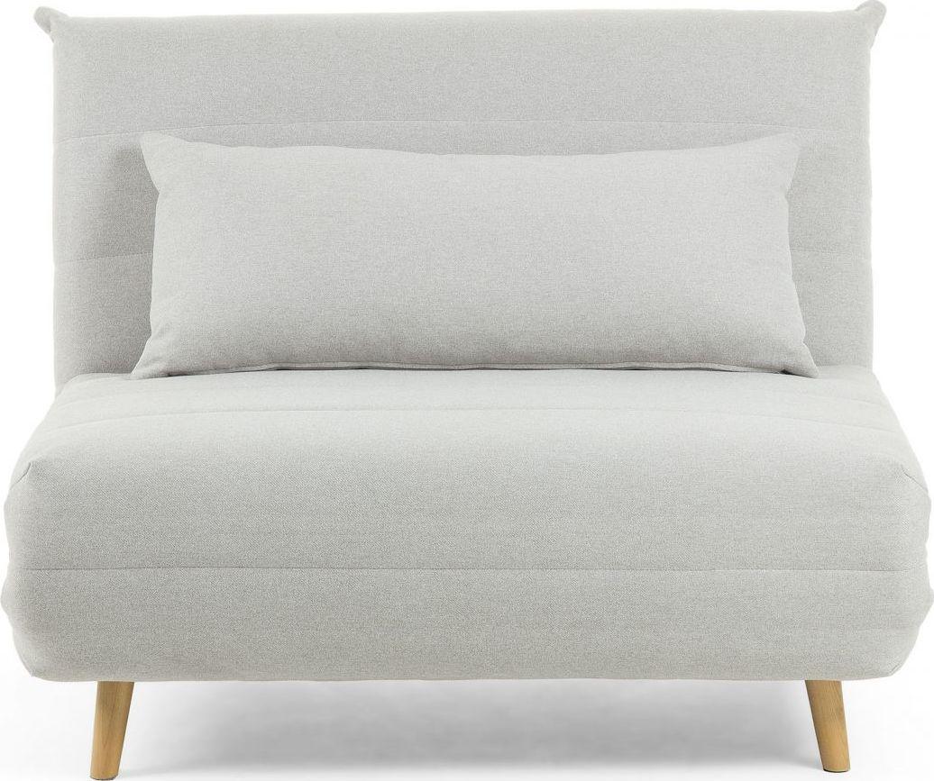 Sofa rozkładana jasnoszara nogi drewniane 107x91 cm – obraz-1