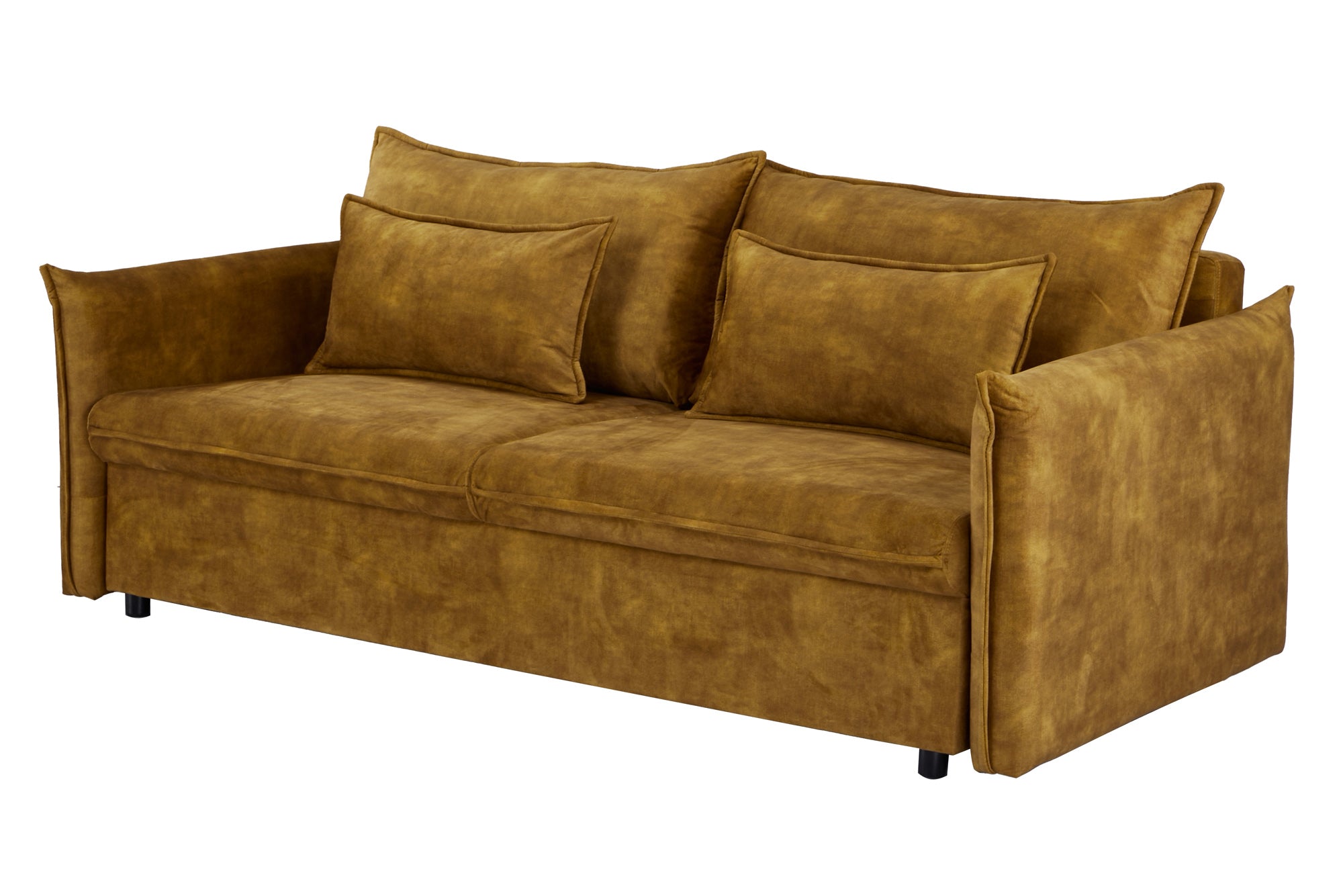 Sofa rozkładana APARTMENT 215 cm 3-osobowa, welwet musztardowy żółty – grafika-1.