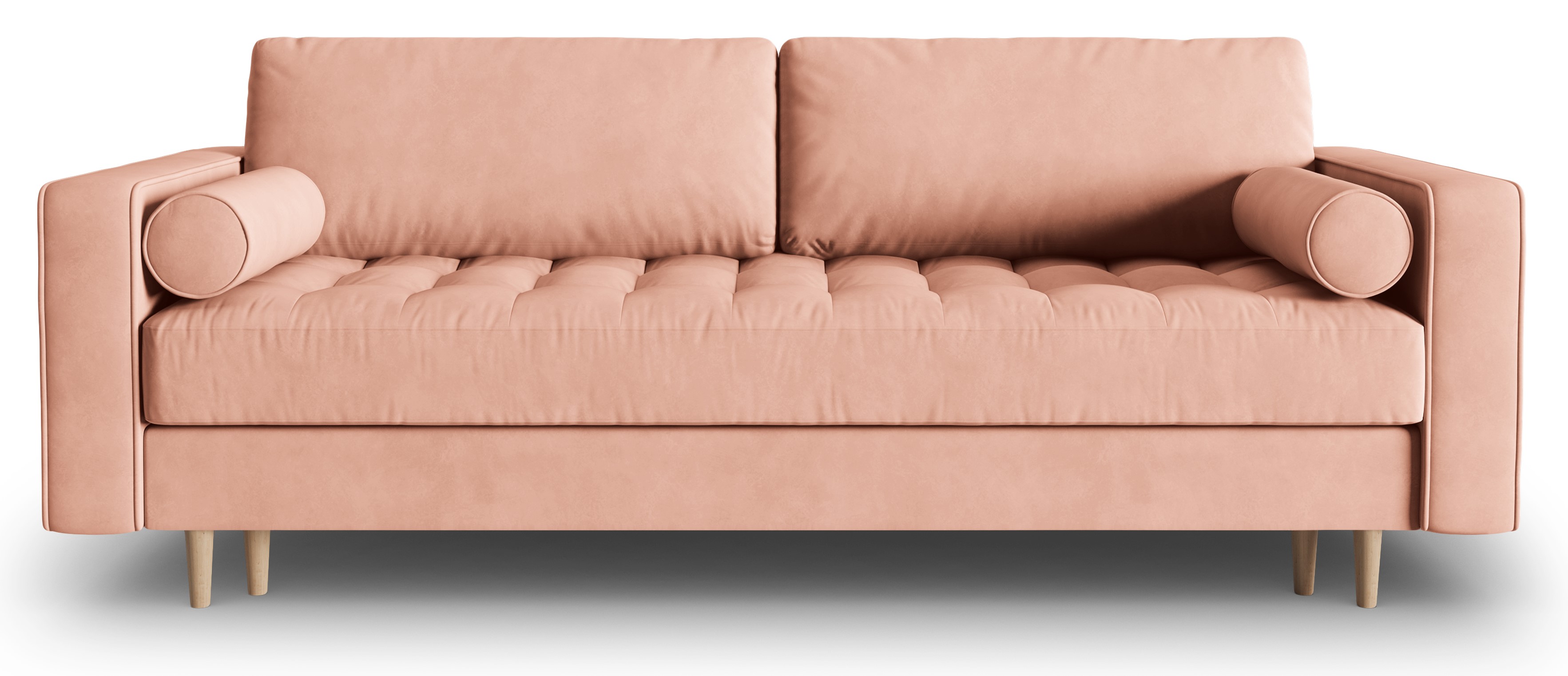 Sofa rozkładana dla 3 osób welur różowa 225x100 cm – obraz-1