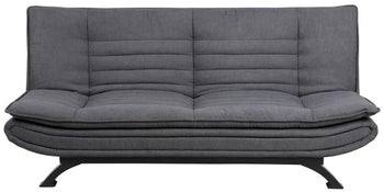 Sofa rozkładana 3 osobowa 196x98 cm ciemnoszara nogi czarne – obraz-1