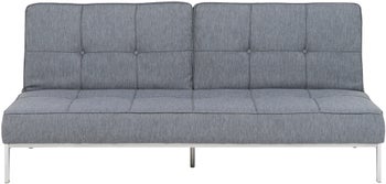 Sofa rozkładana szara nogi srebrne chromowane 198x95 cm – obraz-1