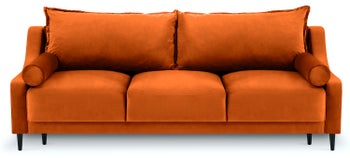 Sofa rozkładana welurowa pomarańczowa 215x94 cm – obraz-1
