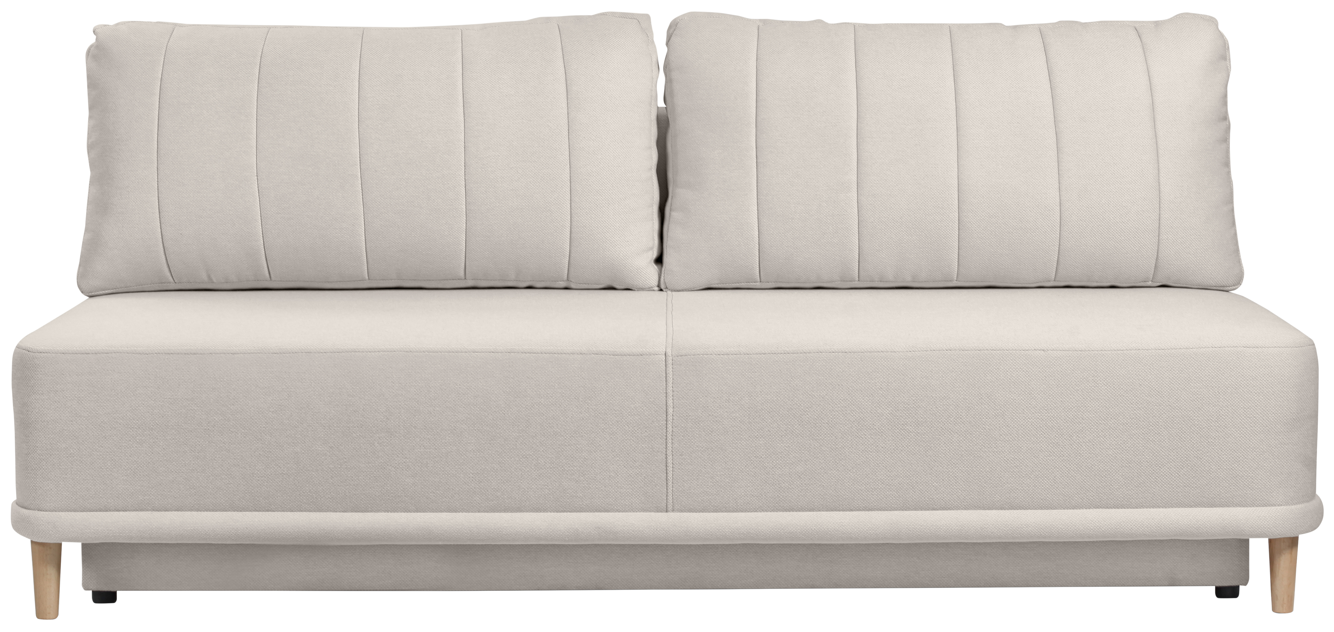 Sofa rozkładana z funkcją spania 3-os. tkanina hydrofobowa jasnobeżowa 201 cm – obraz-1