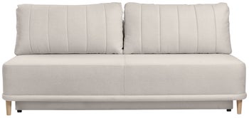 Sofa rozkładana z funkcją spania 3-os. tkanina hydrofobowa jasnobeżowa 201 cm – obraz-1