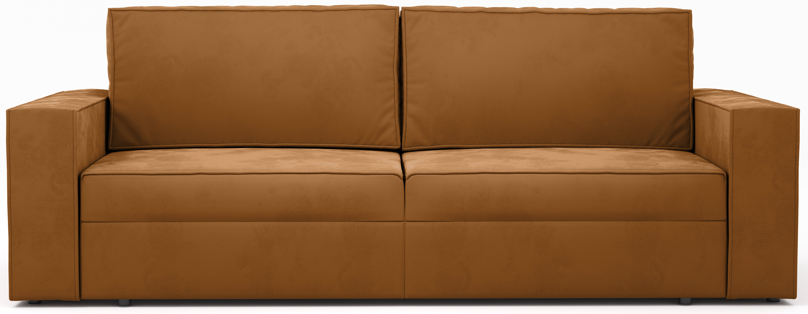 Sofa rozkładana z funkcją spania aksamitna MV karmelowa 3-os. 247 cm – obraz-1