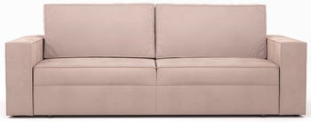 Sofa rozkładana z funkcją spania aksamitna MV pastelowy róż 3-os. 247 cm – obraz-1