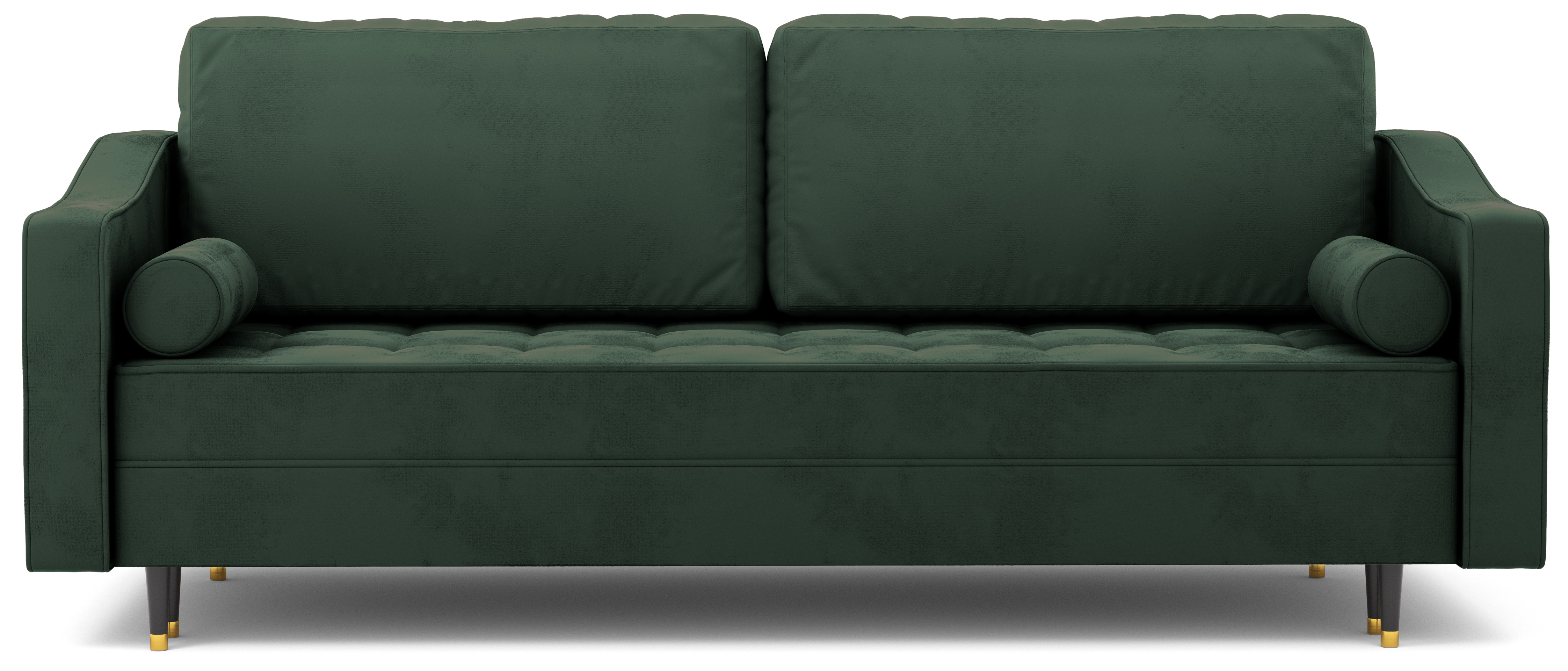 Sofa rozkładana z funkcją spania pikowane siedzisko tkanina FR butelkowa zieleń 218 cm – obraz-1