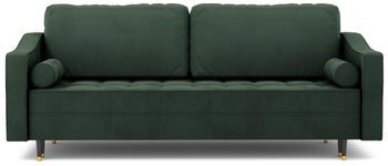 Sofa rozkładana z funkcją spania pikowane siedzisko tkanina FR butelkowa zieleń 218 cm – obraz-1