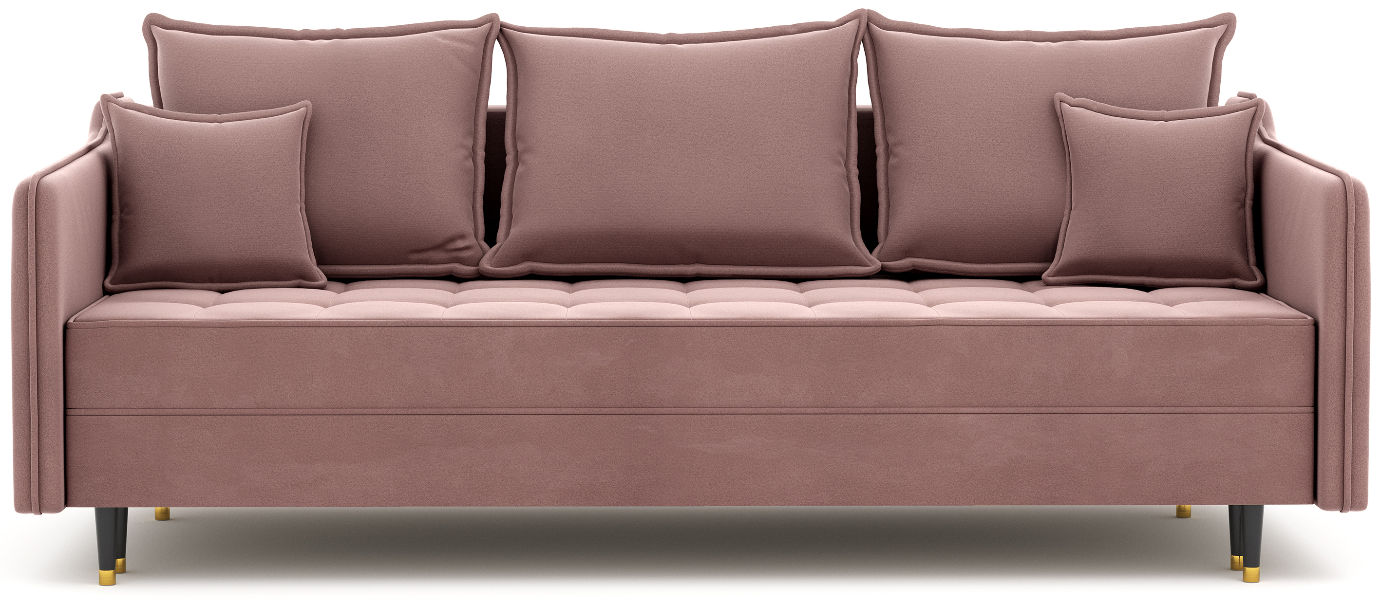 Sofa rozkładana z funkcją spania tkanina brudny róż hydrofobowa 218 cm – obraz-1