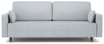 Sofa rozkładana z funkcją spania tkanina welurowa MV szara 227 cm – obraz-1