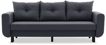 Sofa rozkładana z pojemnikiem ciemnoszara nogi metal czarny 227 cm system na ślizgach – obraz-1