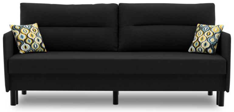Sofa rozkładana z pojemnikiem czarna nogi metal czarny 197 cm automat DL – obraz-1