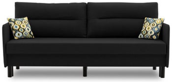 Sofa rozkładana z pojemnikiem czarna nogi metal czarny 197 cm automat DL – obraz-1