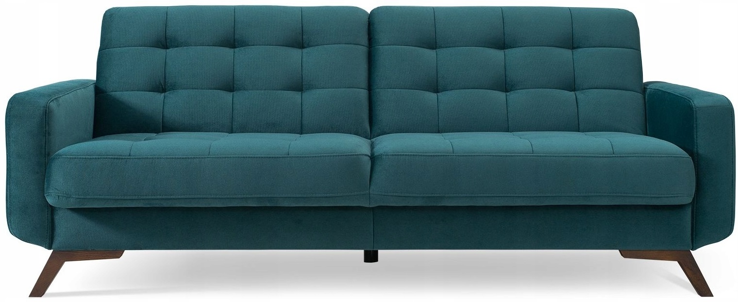 Sofa rozkładana z pojemnikiem Fiord 3 os. 222 cm butelkowa zieleń – obraz-1