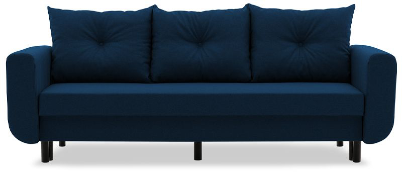 Sofa rozkładana z pojemnikiem granatowa nogi metal czarny 227 cm automat DL – obraz-1