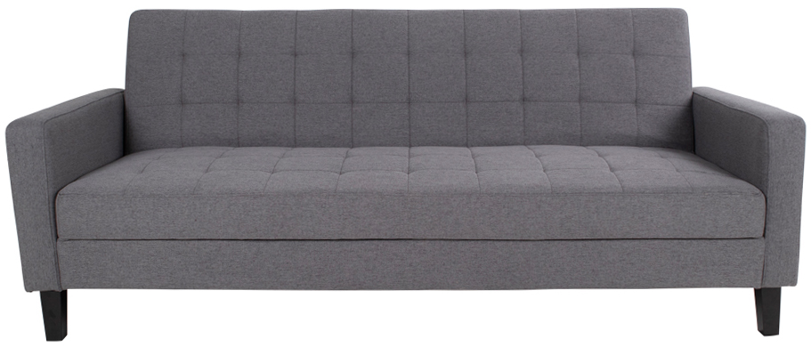 Sofa rozkładana z pojemnikiem drewno brzozowe szara 204x85 cm – grafika-1.