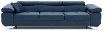 Sofa rozkładana z regulowanymi zagłówkami tkanina element welurowa granatowa 280 cm – obraz-1