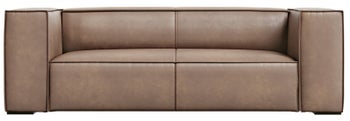 Sofa skórzana 2-os. ciemnobeżowa 211 cm – obraz-1
