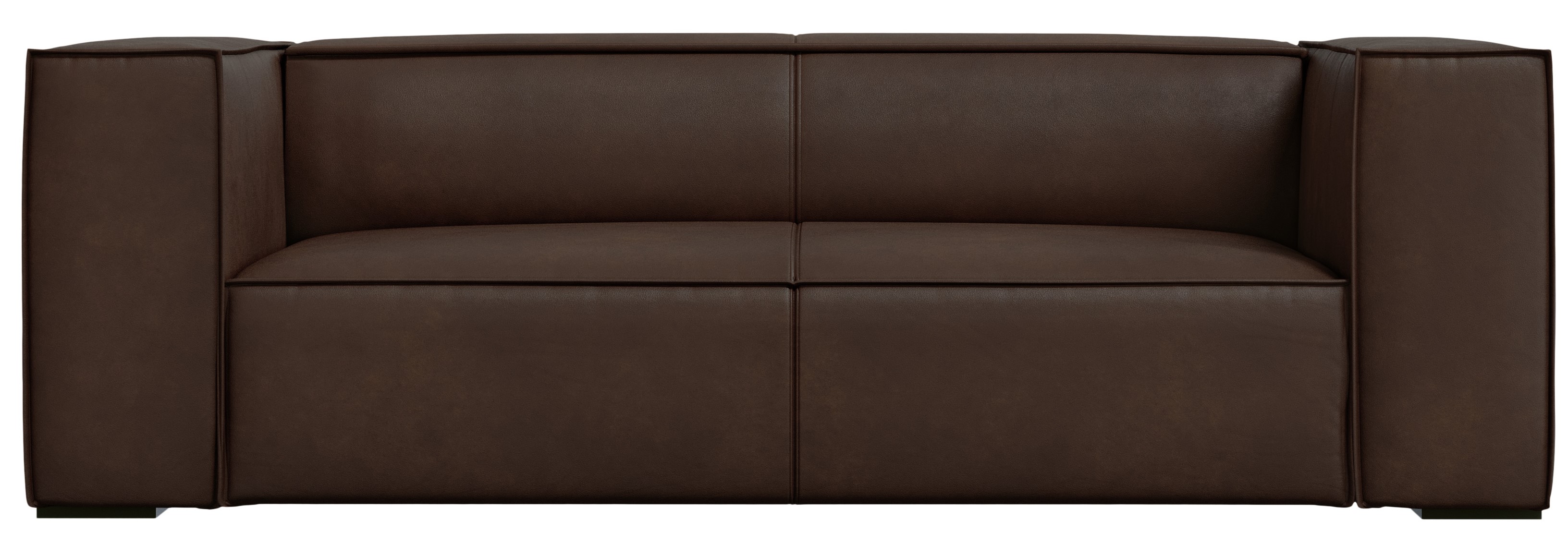 Sofa skórzana 2-os. ciemnobrązowa 211 cm  – obraz-1