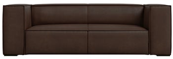 Sofa skórzana 2-os. ciemnobrązowa 211 cm – obraz-1