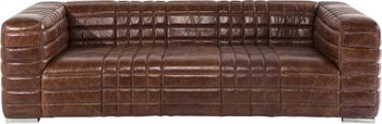 Sofa skórzana brązowa pikowana 234 x 112 cm – obraz-1