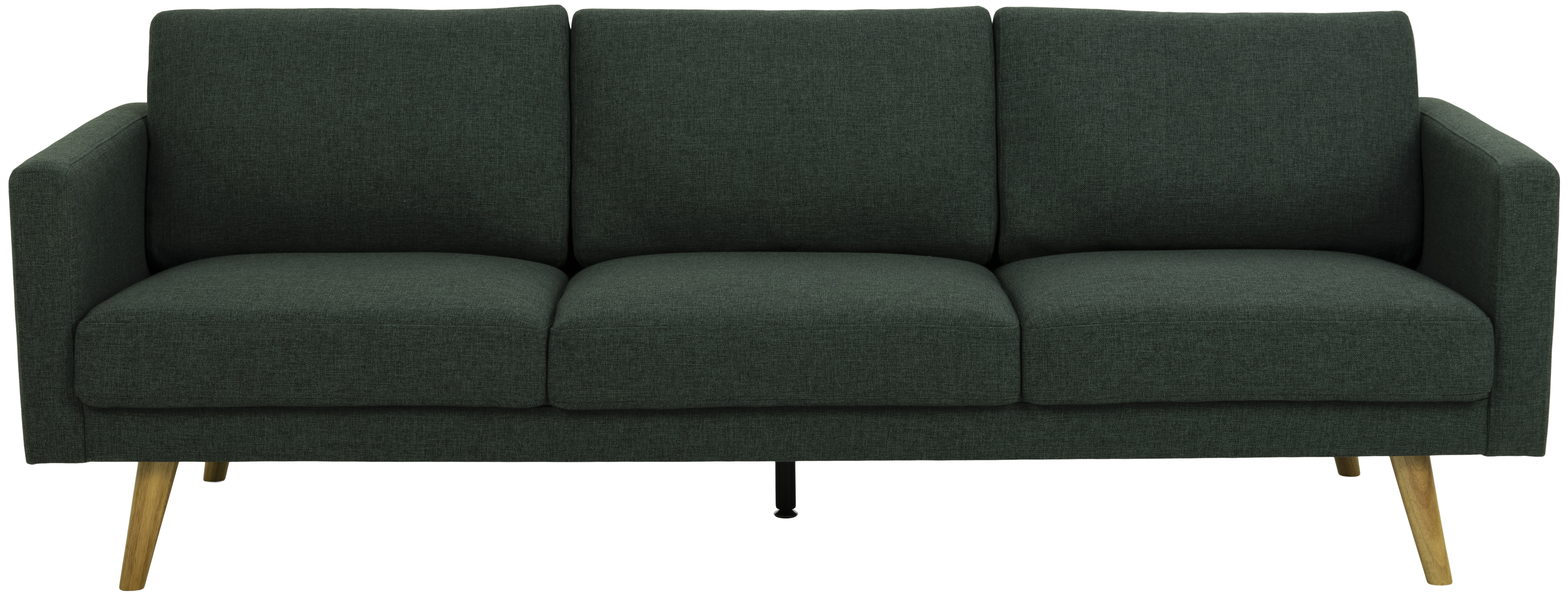 Sofa tapicerowana 3 os. zielona 221 cm na drewnianych nogach – obraz-1