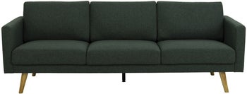 Sofa tapicerowana 3 os. zielona 221 cm na drewnianych nogach – obraz-1