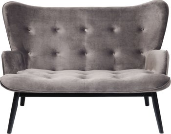 Bársony Szürke Vicky 2 Személyes Kanapé – kép-1.