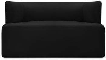 Sofa welurowa 2-osobowa czarna 130 cm – obraz-1