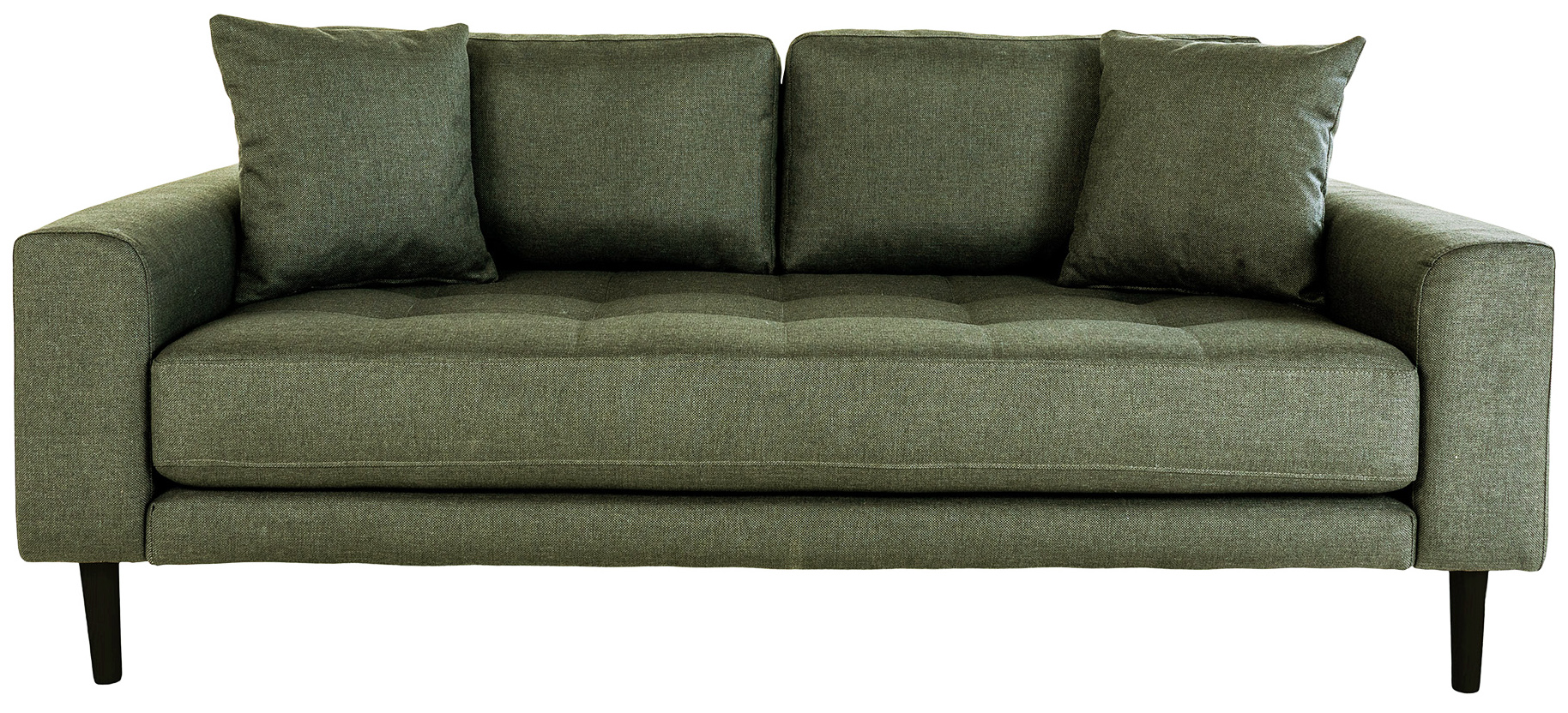 Sofa z pikowanym siedziskiem tapicerka oliwkowa zieleń nogi czarne 180 cm – grafika-1.