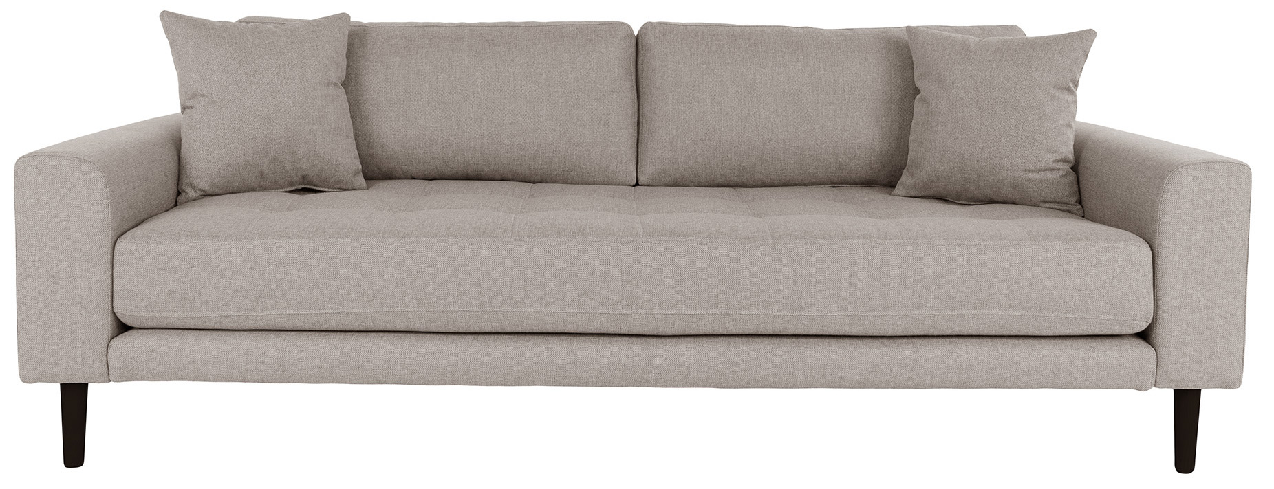 Sofa z pikowanym siedziskiem tapicerka szara kamienna nogi czarne 210 cm – grafika-1.
