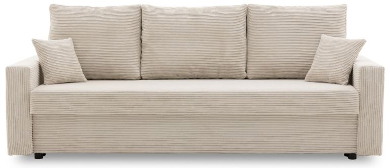 Sofa z pojemnikiem rozkładana tkanina sztruks beżowa 223 cm – obraz-1