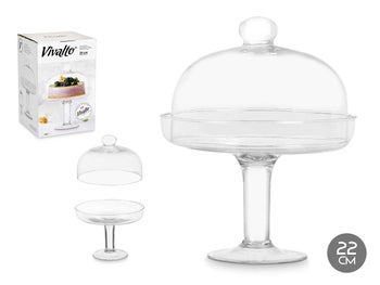 Стъклен поднос за десерти с капак ф 24 см – изображение-1