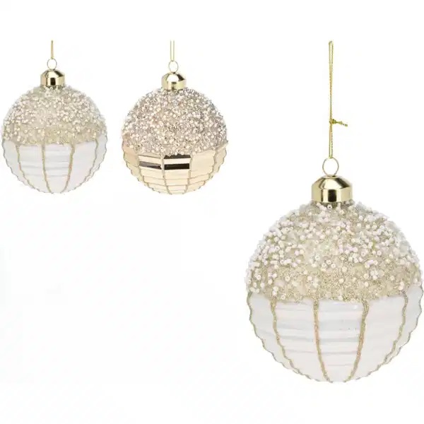 Стъклена топка с брокат 10 см – изображение-1