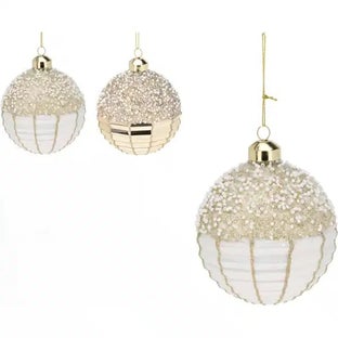 Стъклена топка с брокат 10 см – изображение-1