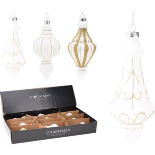 Стъклено украшение с брокат 7 см – изображение-1