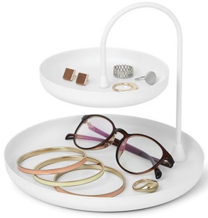 Stojak na akcesoria metalowy biały 20x18 cm – obraz-1