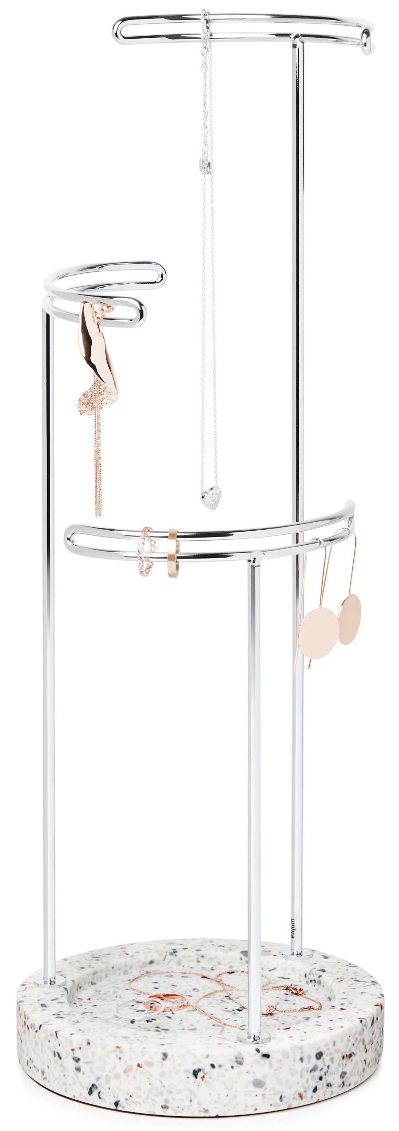 Stojak na biżuterię Tesora 15x42 cm srebrny - podstawa kolorowa – obraz-1