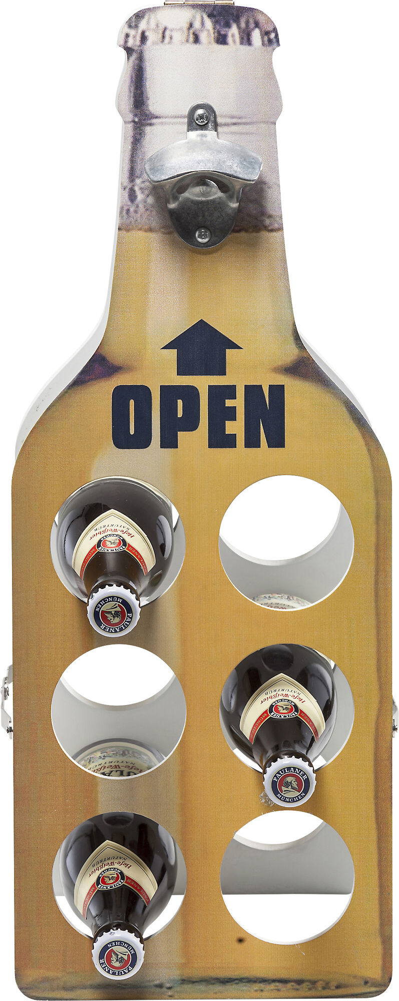 Stojak na piwo z otwieraczem żółty – grafika-1.