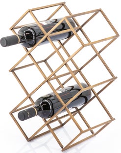 Stojak na wino metalowy złoty 30x42 cm – obraz-1